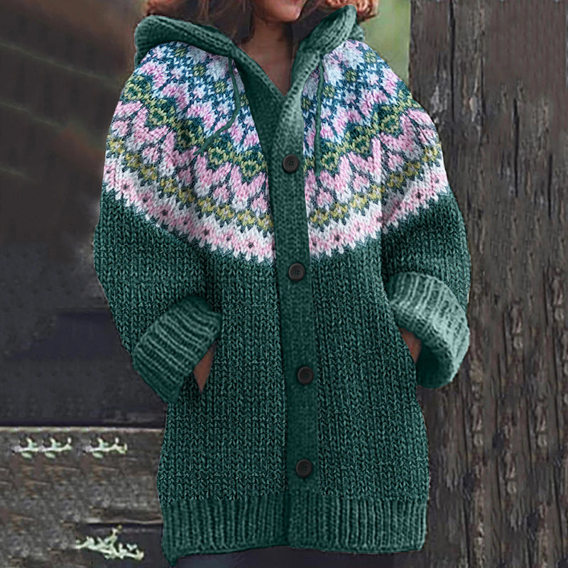 Vintage Tribal Icelandic Knitted Pattern Cozy Cardigan Sweater elevenforest