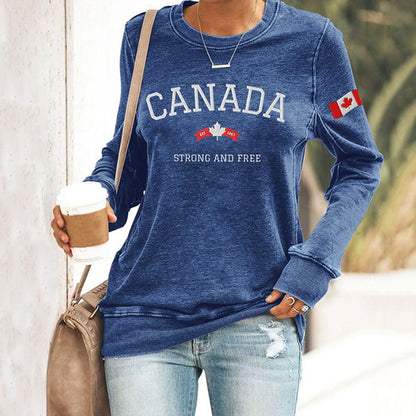Comstylish Women's Canada Strong And Free Print Sweatshirt