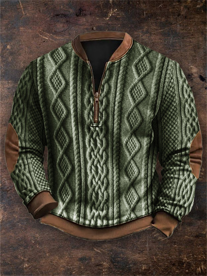 Men's Vintage Viking Cable Knit Zip Up Sweatshirt elevenforest