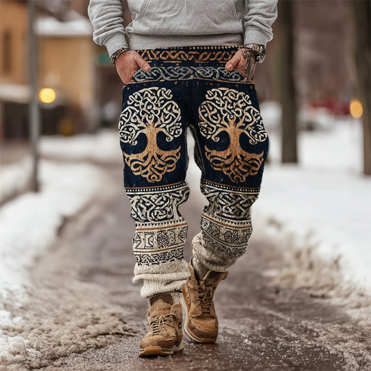 Viking World Tree & Celtic Knot Art Men's Knit Pants artswardrobe