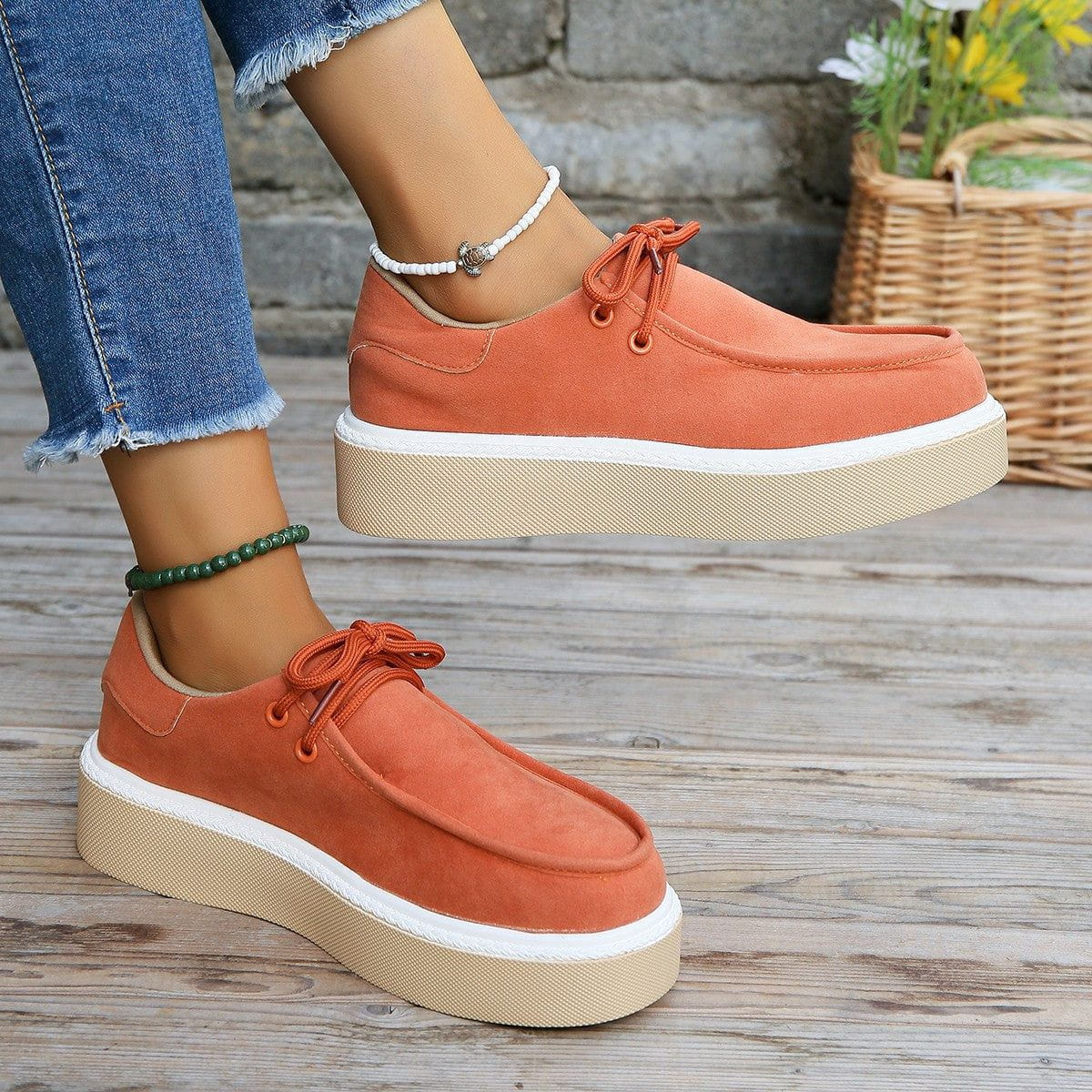 MW | Womens Lace-Up Flats mit dicker Sohle Sneakers