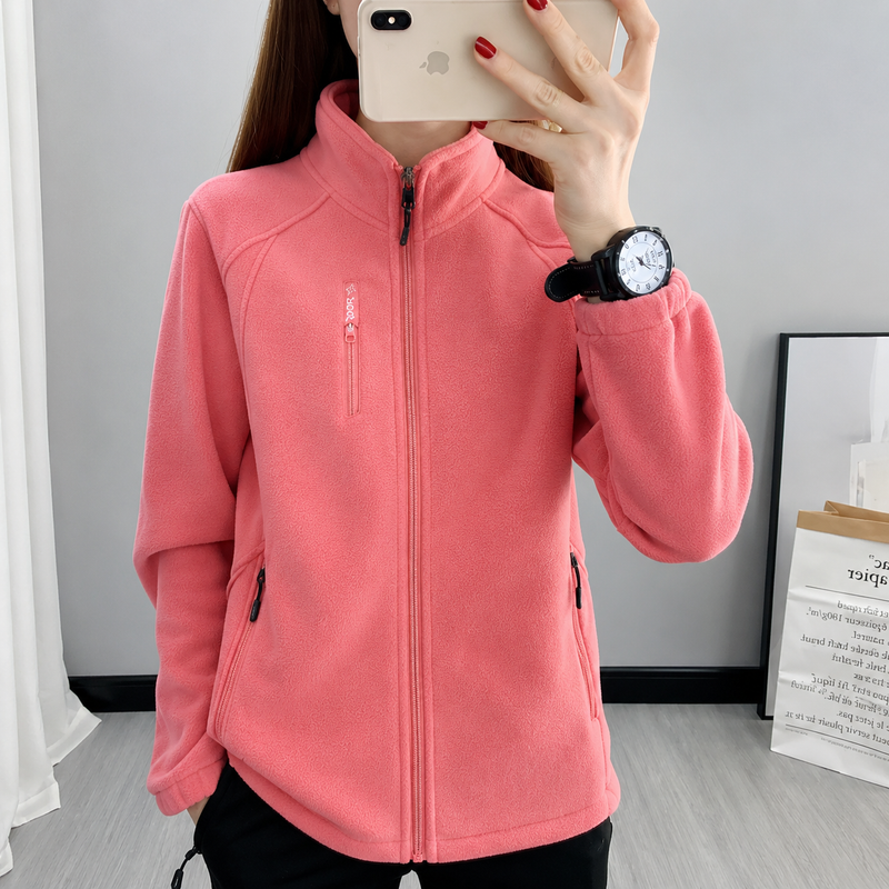 MW | Plüsch Damen Outdoorjacke mit Stehkragen und langen Ärmeln