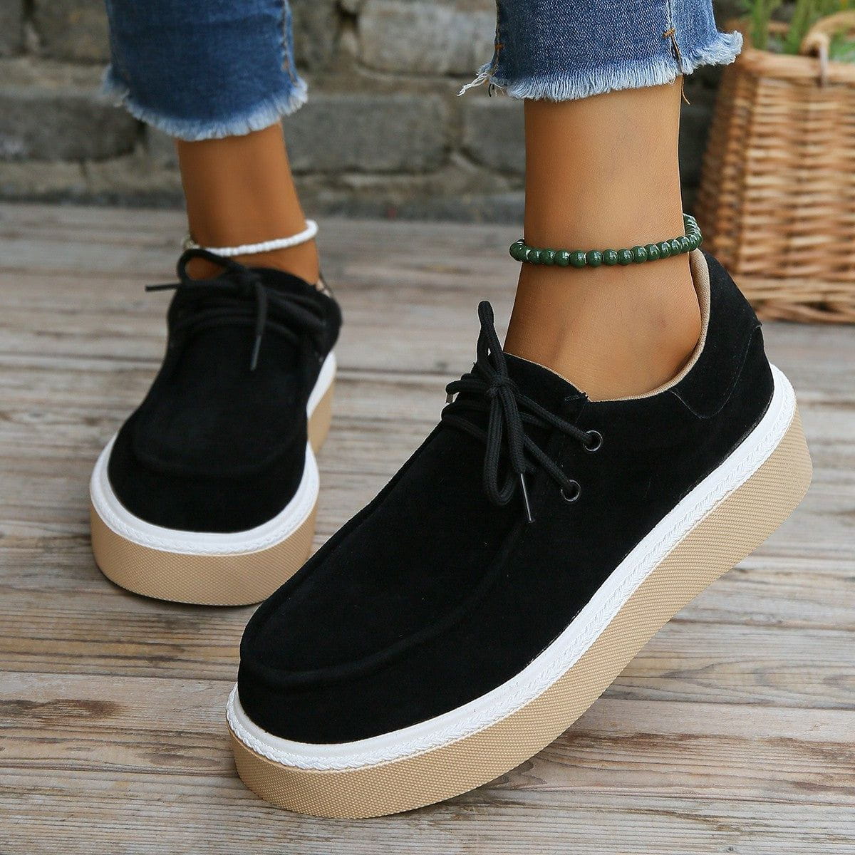 MW | Womens Lace-Up Flats mit dicker Sohle Sneakers