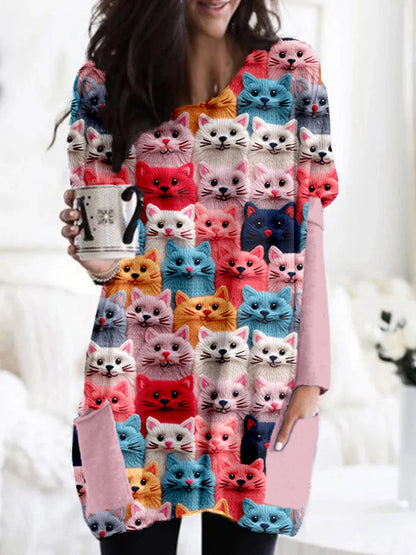 Colorful Cute Cats Embroidered Comfy Tunic elevenforest