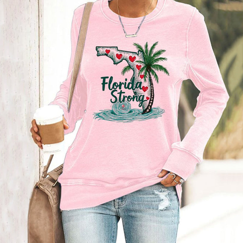 Comstylish Women's Florida Strong Mitton Hurricane Print Casuasl Sweatshirt