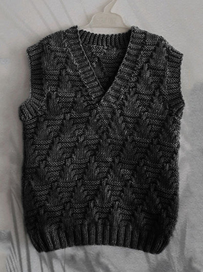 Men's Vintage Trees Jacquard Cozy Knit V Neck Vest artswardrobe