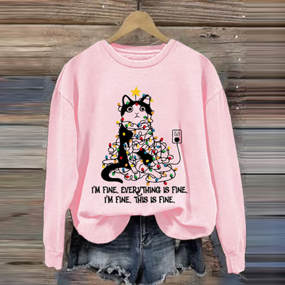 Comstylish Women's Christmas I'm Fine Everything's Fine I'm Fine And That's Fine Printed Sweatshirt
