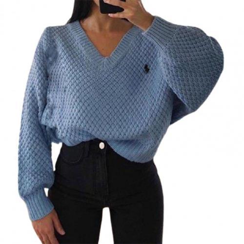 Baumwoll-Lochstrickpullover mit V-Ausschnitt und strukturiertem Wabenmuster