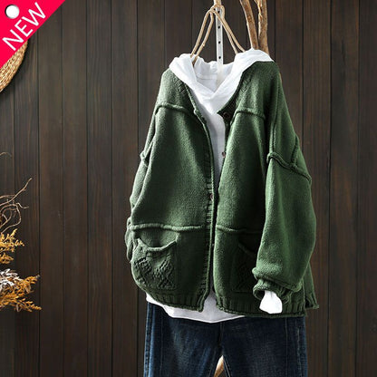 Vintage Jacquard Weave Pocket Comfy Sweater elevenforest