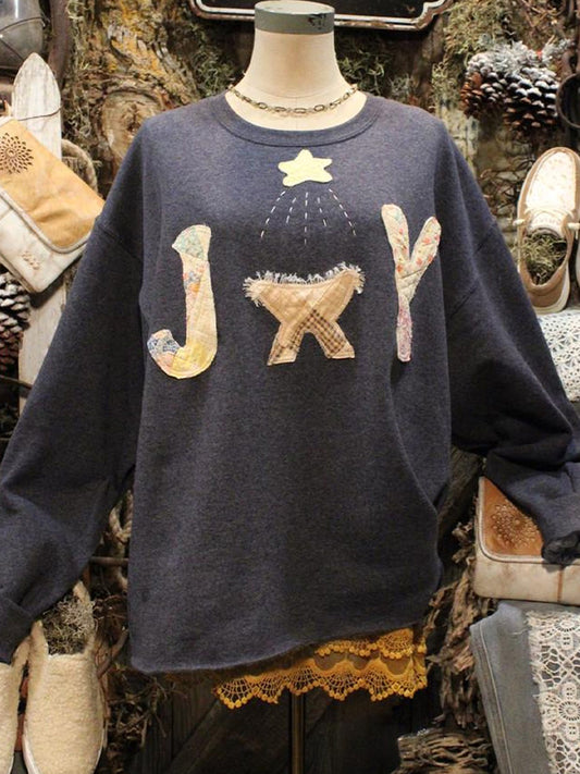 Comstylish Christmas Nativity Patchwork Pattern Vintage Sweatshirt