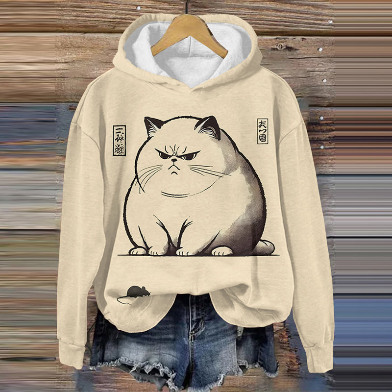 Abstract Creative Cat And Mouse Print Casual Sweatshirt elevenforest