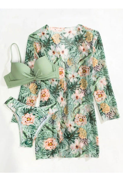 Nélida® | Tropical Print Wrap Underwire Bikini With Cover-up