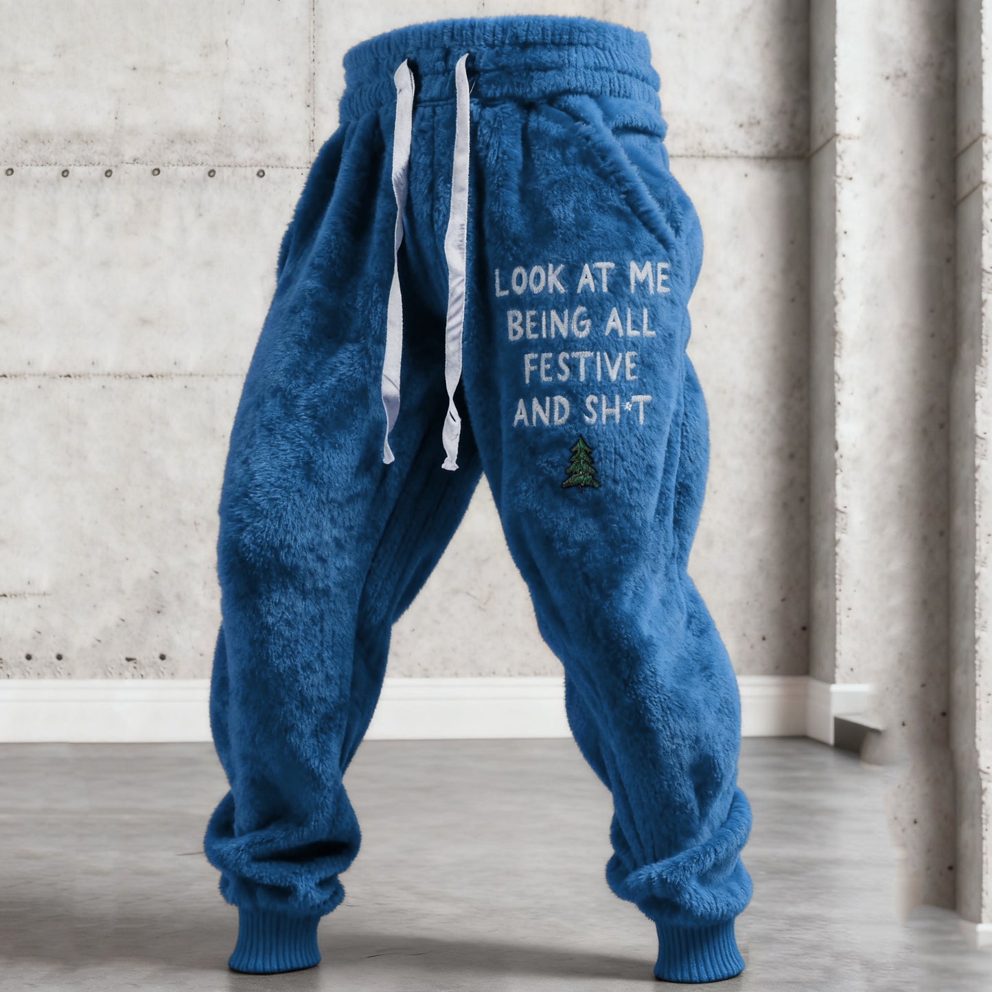 Comstylish Men's Funny Slogan Plush Casual Pants
