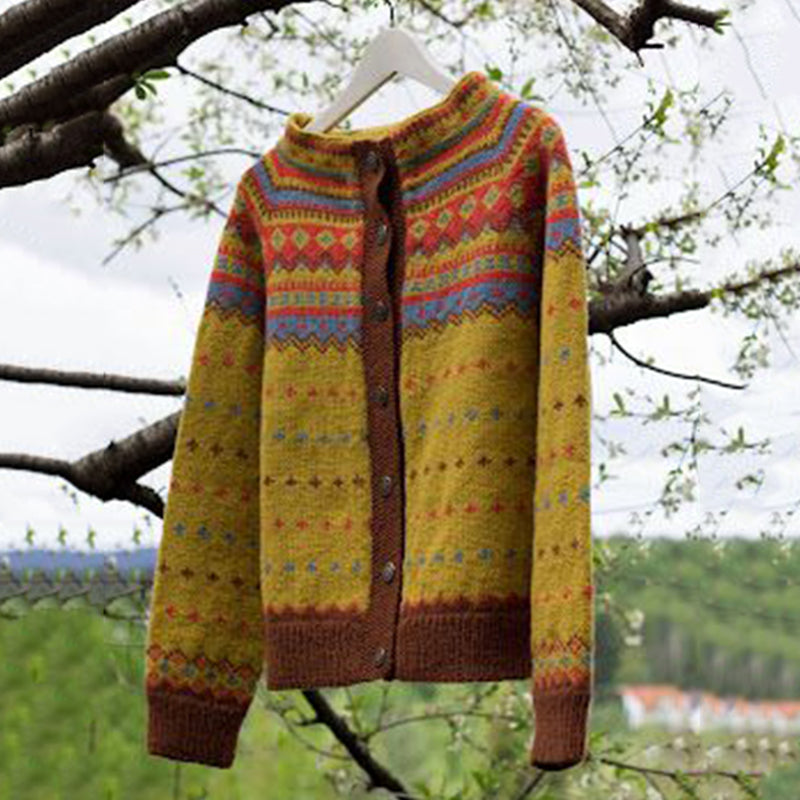Vintage Icelandic Wiola Knit Jacquard Warmth Cardigan Unisex elevenforest