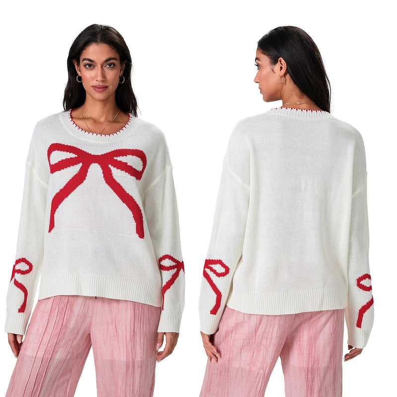 MW | MW – Festlicher Strickpullover mit Schleifen-Design