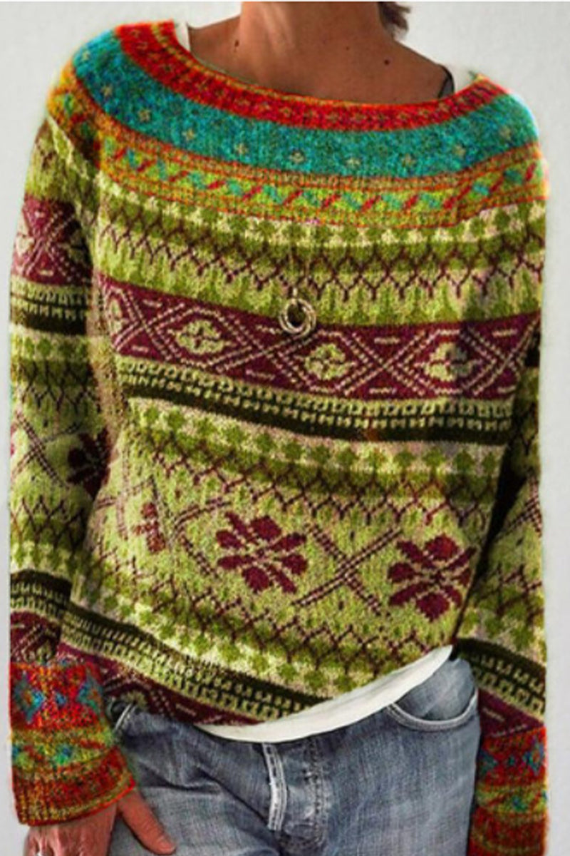 Baumwollpullover mit Vintage-Designs