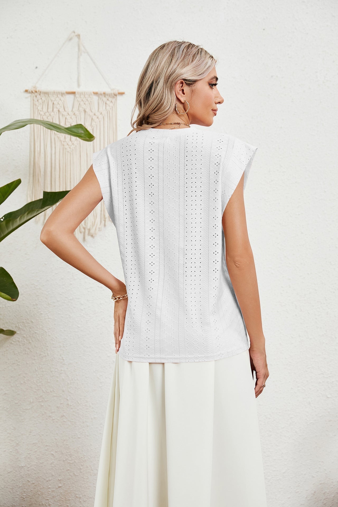 MW | Gilet d'été T-shirt à manches courtes creuses