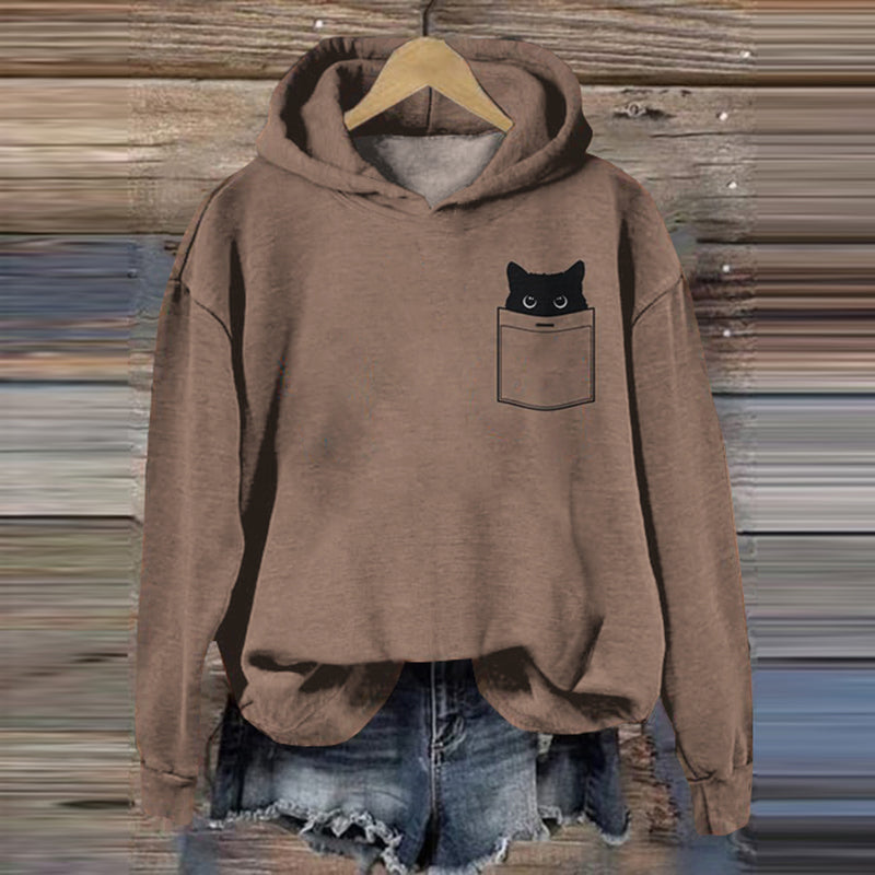 Abstract Creative Black Cat In Bag Art Women's Hoodie elevenforest