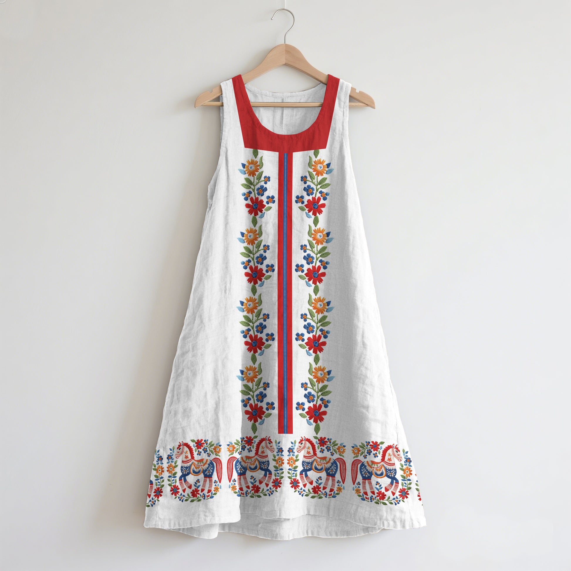 Vintage Swedish Art Linen Tank Dress artswardrobe