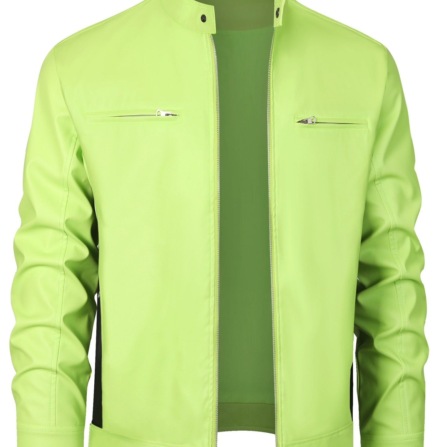 MW | Stylische PU-Lederjacke mit Farbblöcken und Multi-Zip-Design