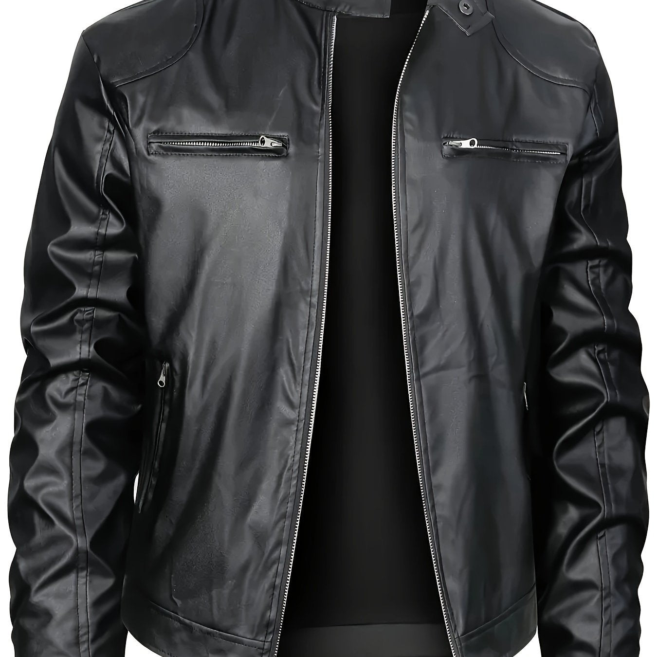 MW | Stylische PU-Lederjacke mit Farbblöcken und Multi-Zip-Design