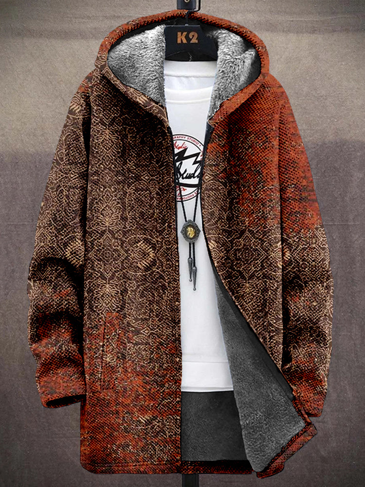 Men's Vintage Ethnic Patterns Cozy Hooded Coat elevenforest