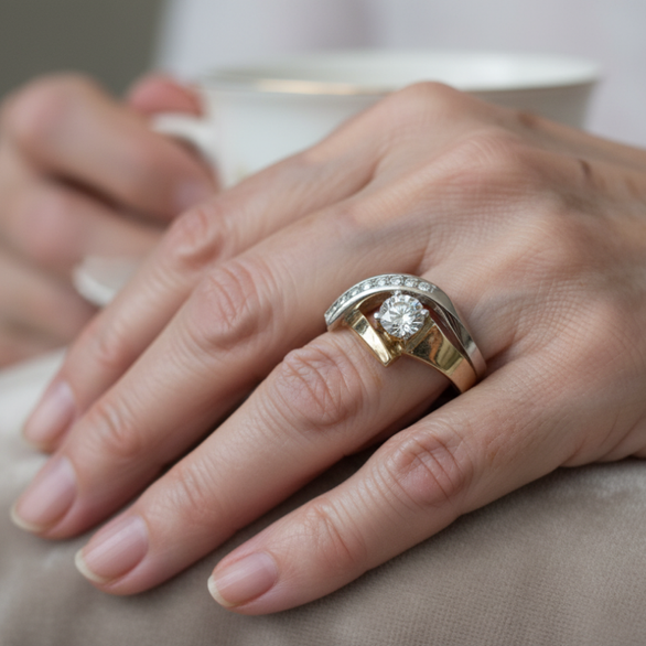 Zarte handwerkliche Gold Ring