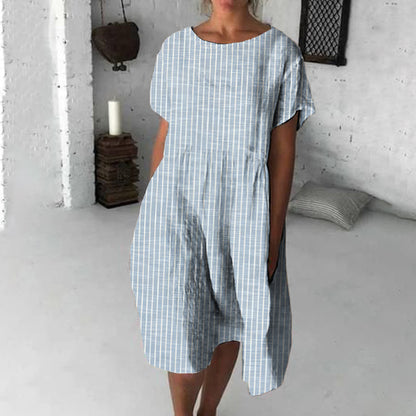 Comstylish Women Vintage Stripes Art Midi Dress