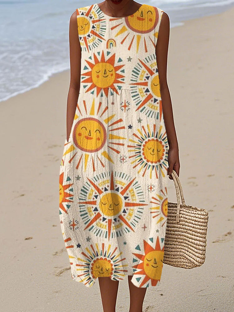 Summer Solstice Art Elements Vintage Women's Linen Vest Dress artswardrobe