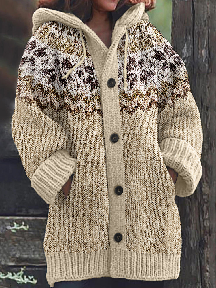 Vintage Knitted Jacquard Fairman Pattern Cozy Cardigan Sweater elevenforest