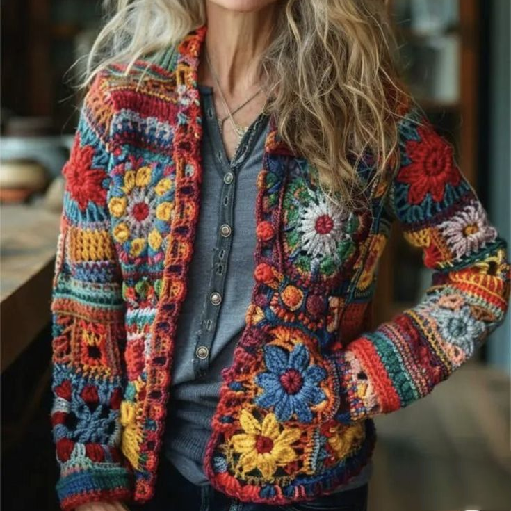 Fairman Crochet Island Jacquard Retro Buttons Sweater Cardigan artswardrobe