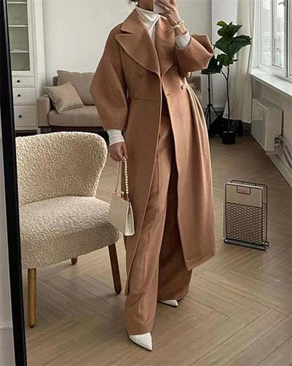 MW | Vintage-Wollmantel mit Laternenärmeln und Aufschlägen