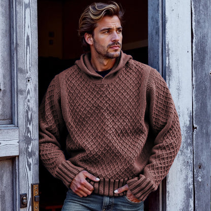 Men's Retro Cross Pattern Hooded Sweater artswardrobe