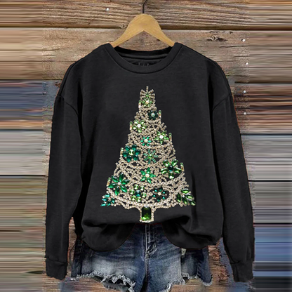 Comstylish Women's Christmas Tree Art Printed Sweatshirt