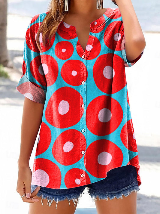 Women's Colorful Retro Abstraction Art Print Casual Cotton And Linen S
