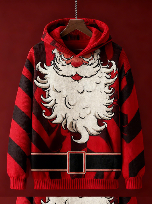 Comstylish Christmas Vintage Style Men's Hooded Knit Sweater