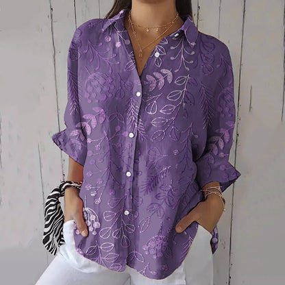 Comstylish Women's Purple Art Floral Shirt
