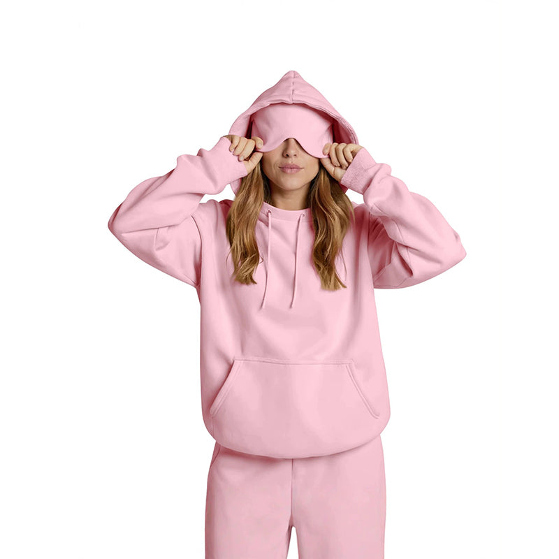 Comstylish Unisex Airplane Mode Travel Casual Cotton Blend Eye Mask Hoodie