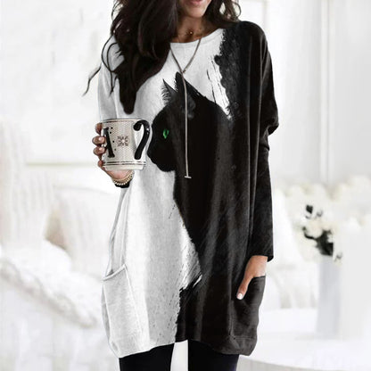 Black Cats Embroidered Comfy Tunic elevenforest