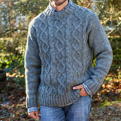 Mens Vintage Solid Color Fair Isle Knitting Pattern Pullover Sweater elevenforest