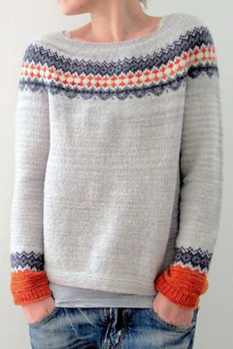 Baumwollpullover mit Vintage-Designs