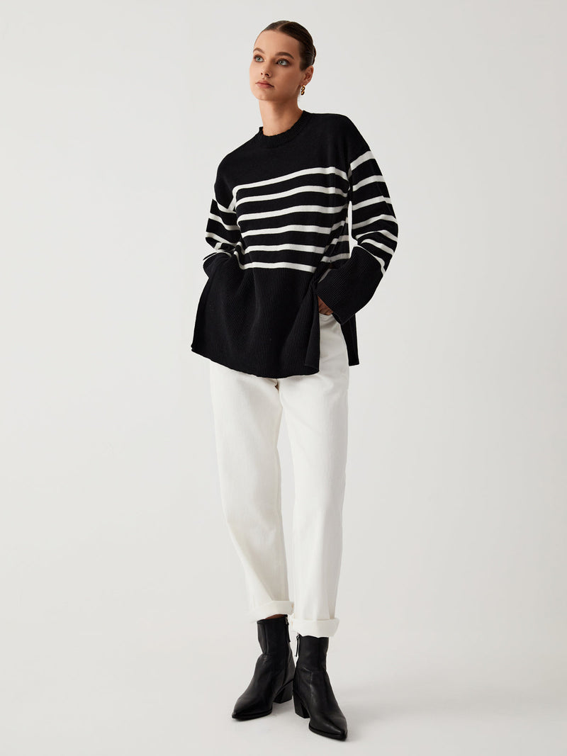 MW | Übergroßer Pullover mit Streifen