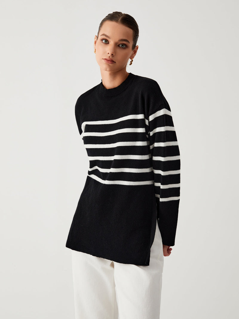 MW | Übergroßer Pullover mit Streifen