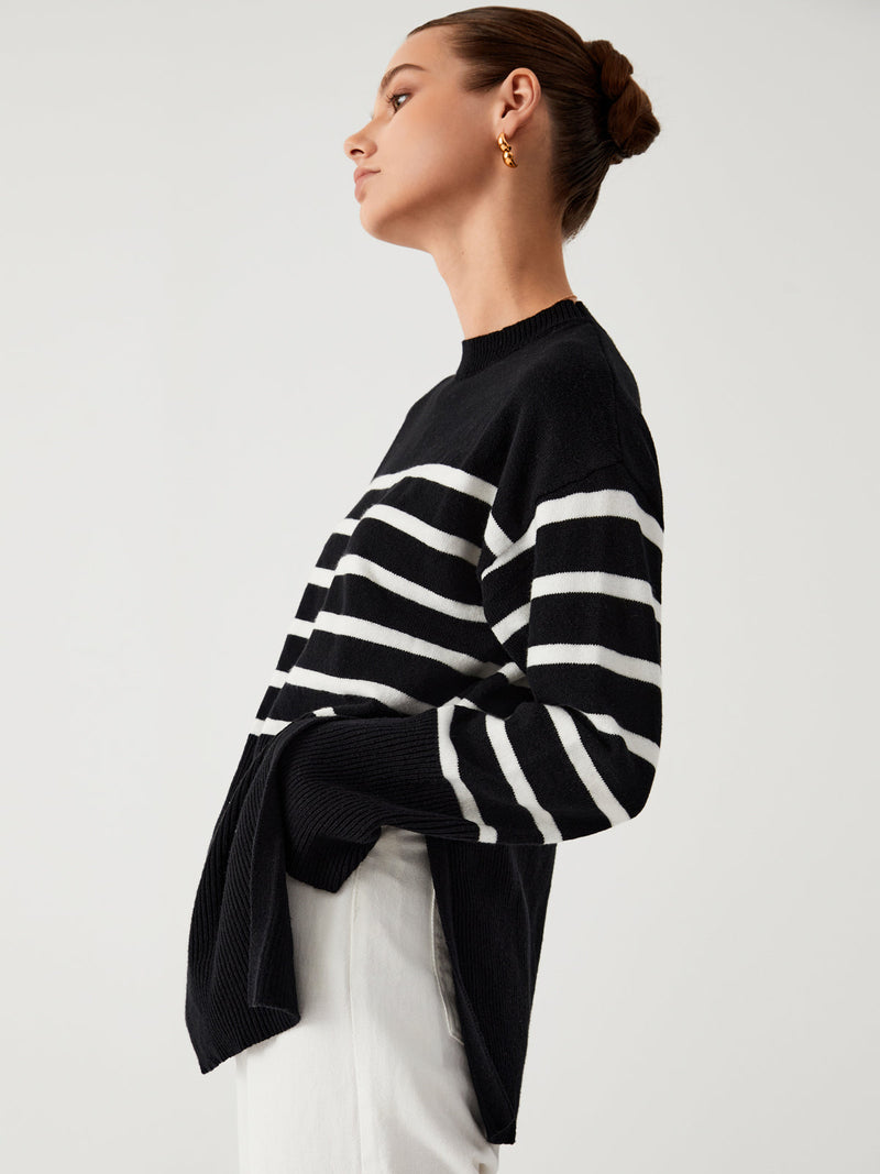 MW | Übergroßer Pullover mit Streifen