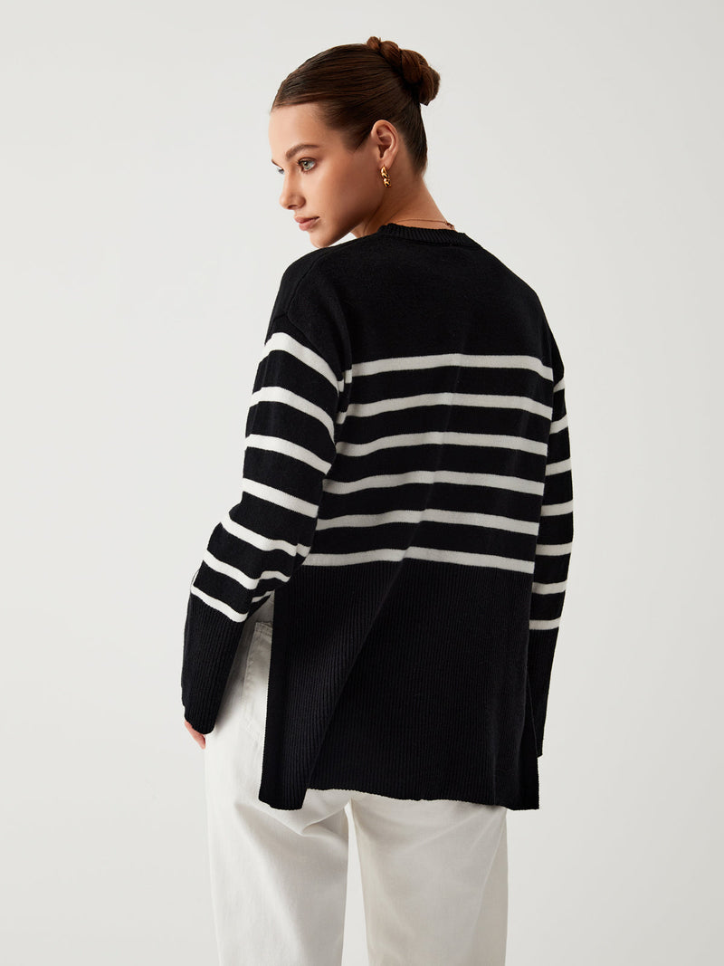 MW | Übergroßer Pullover mit Streifen