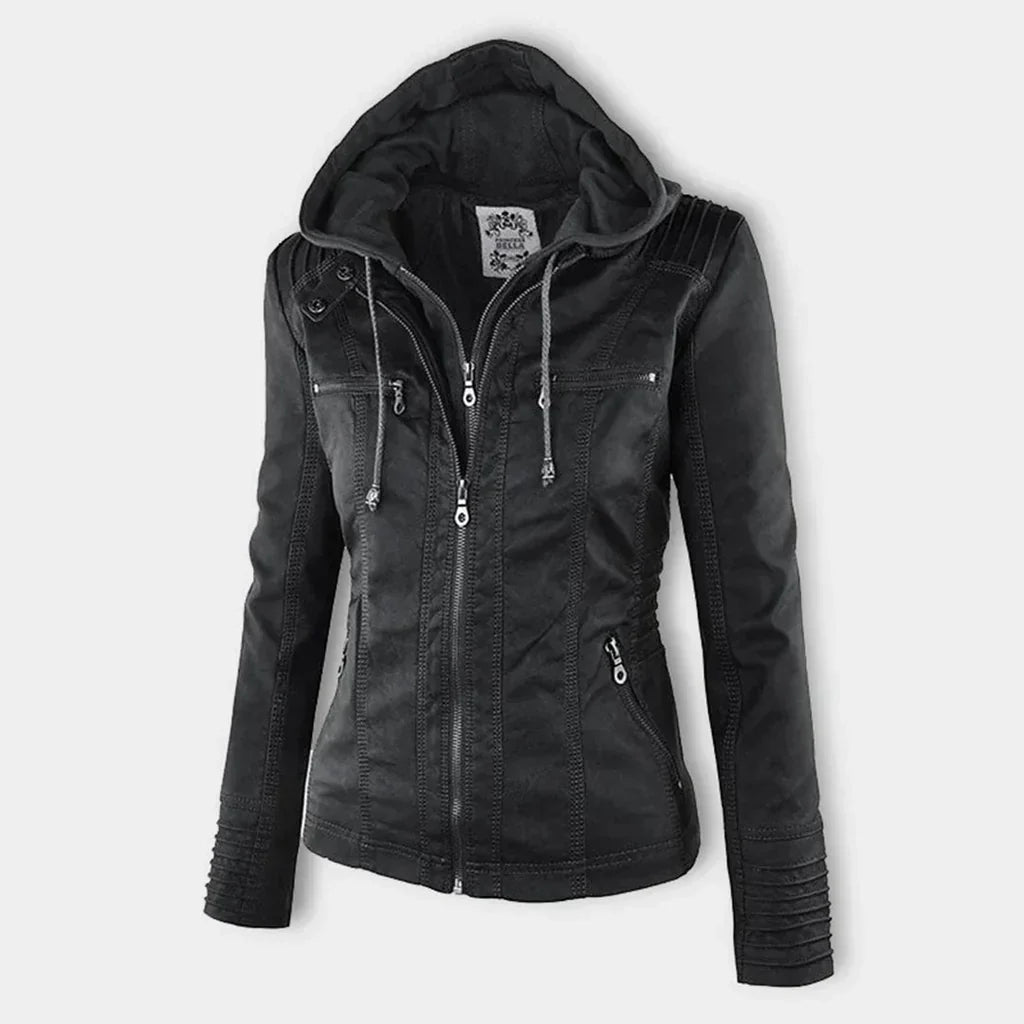 MW | Damen Lederjacke mit Kapuze
