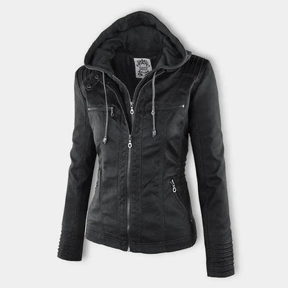 MW | Damen Lederjacke mit Kapuze