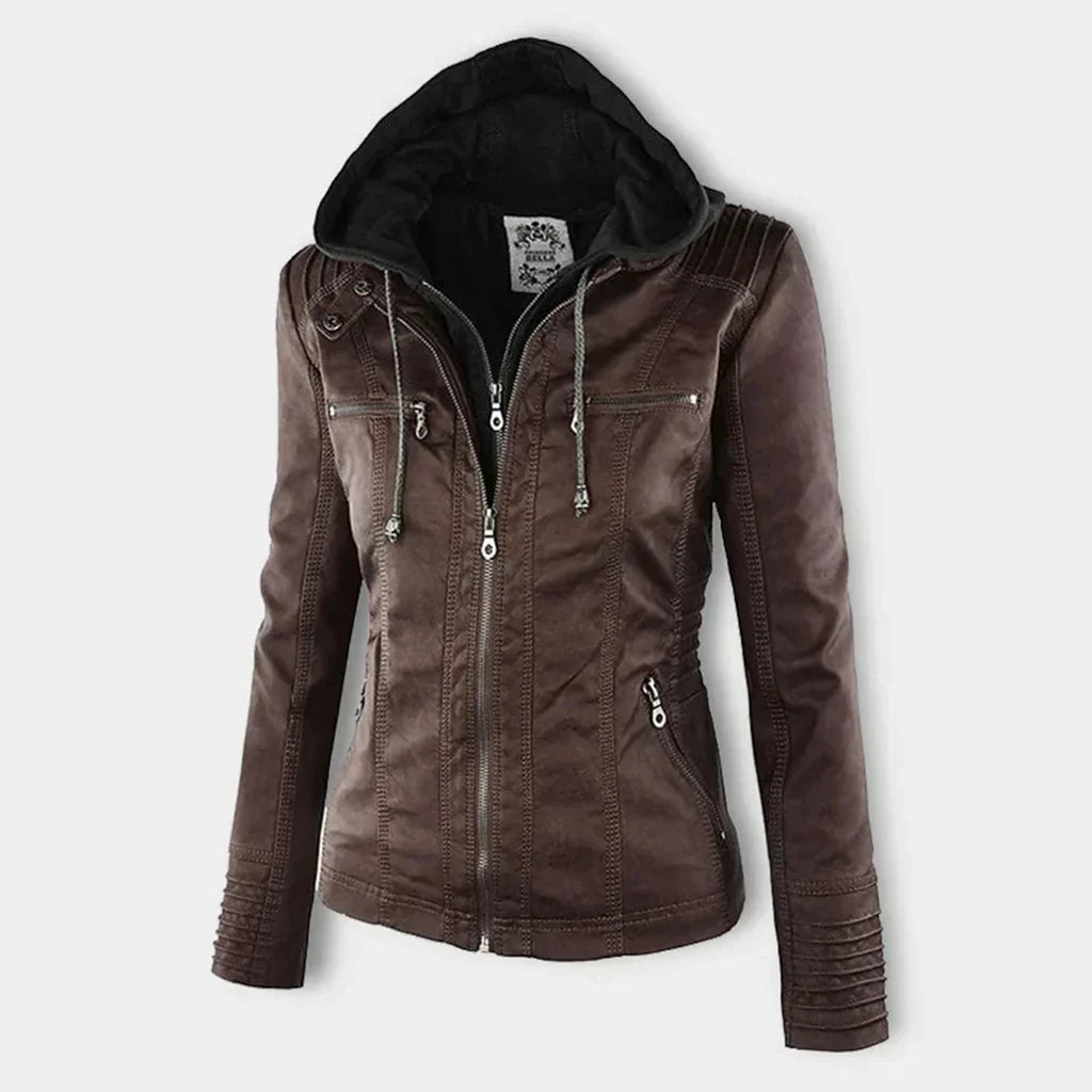 MW | Damen Lederjacke mit Kapuze