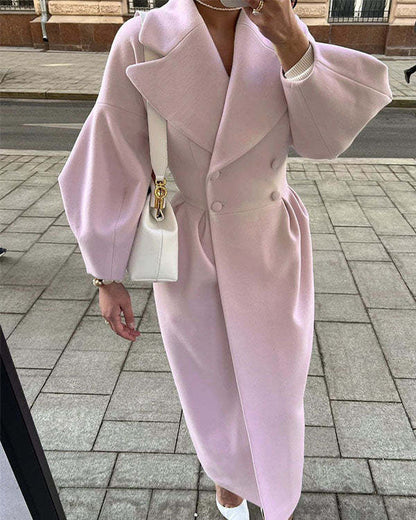 MW | Vintage-Wollmantel mit Laternenärmeln und Aufschlägen