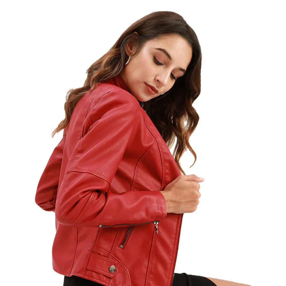 MW | Damen Lederjacke mit Mao